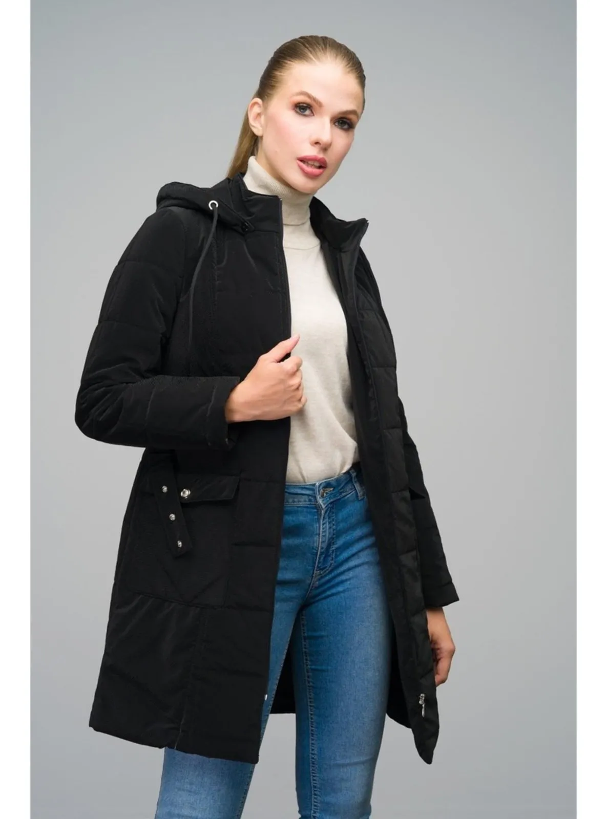 Black - Fully Lined - Hooded collar - Puffer Jackets