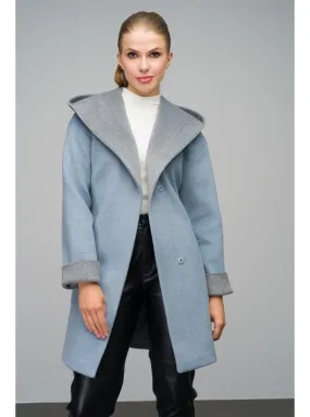Blue - Hooded collar - Coat
