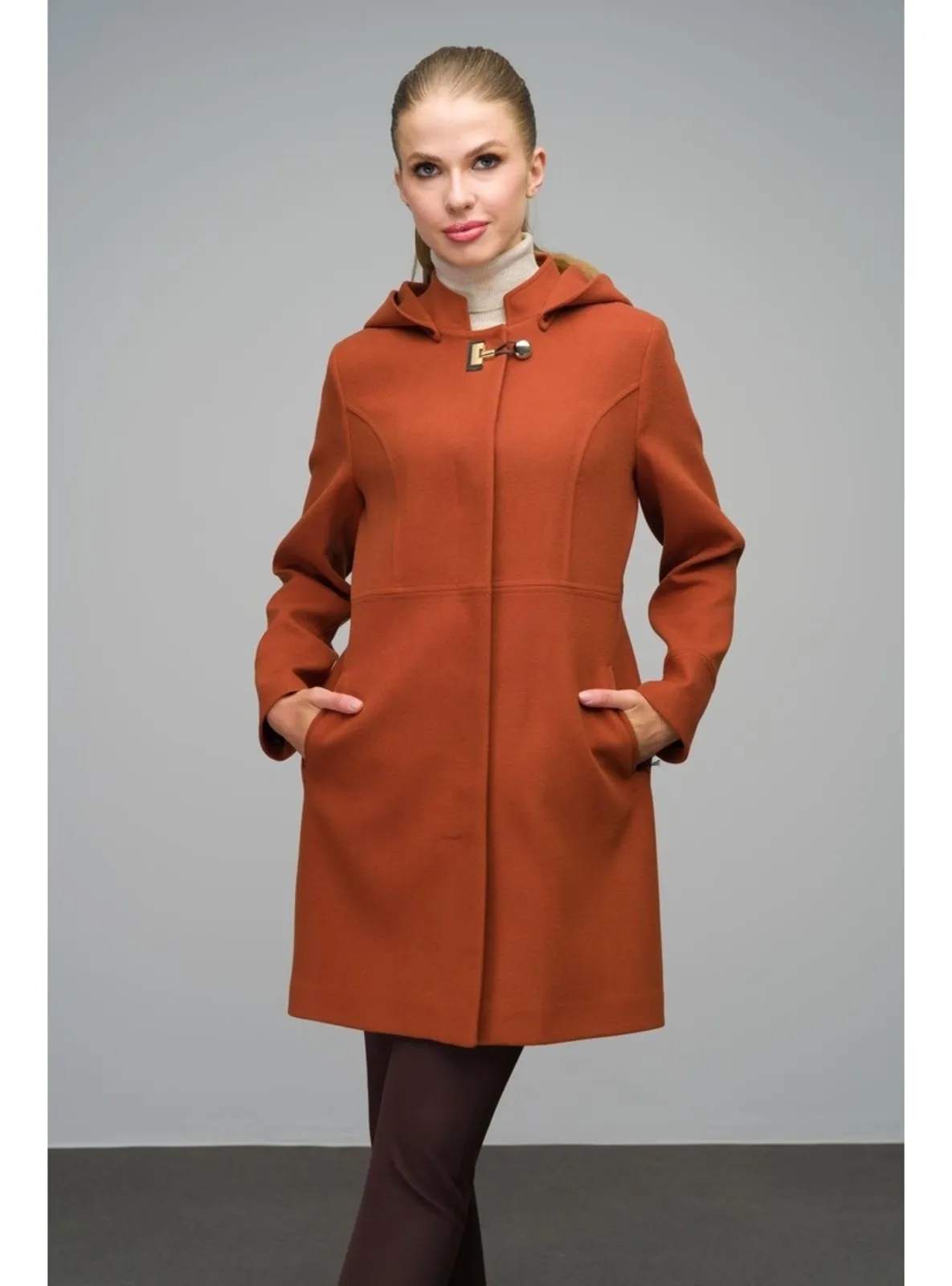 Brick Red - Hooded collar - Coat