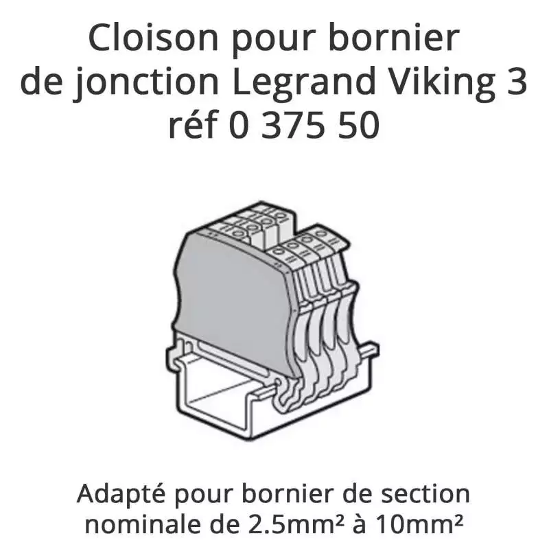 Cloison terminale pour bloc de jonction Legrand Viking 3