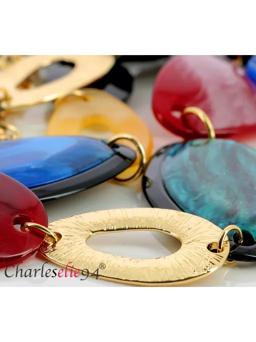 Collier sautoir résine de qualité C334 bohème chic multicolore