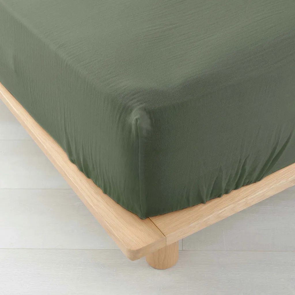 Drap housse gaze de coton ANGELIA blanc 160x200cm 