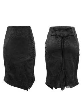 Jupe gothique DEVIL FASHION en tissu brocarde look cuir