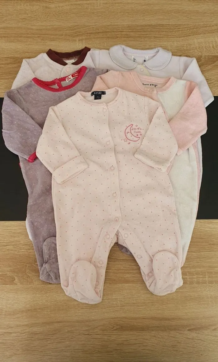 Lot de 5 pyjamas hiver 3 mois - Sucre d'Orge - 3 mois  | Beebs
