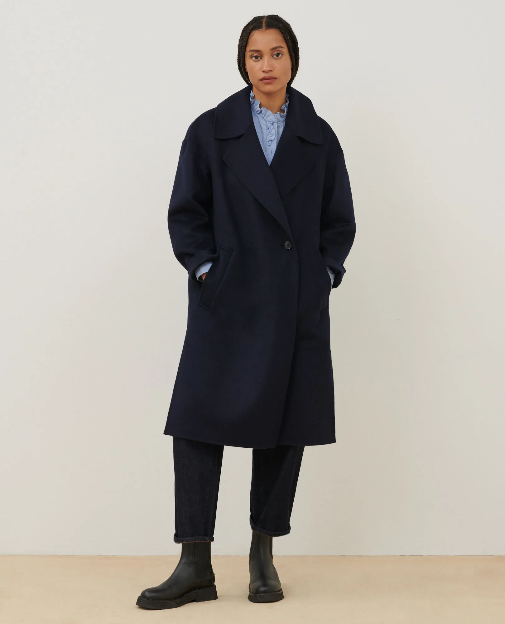 Manteau double face laine et cachemire