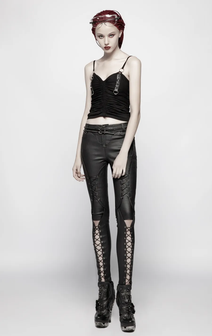 Pantalon gothique femme PUNK RAVE look cuir