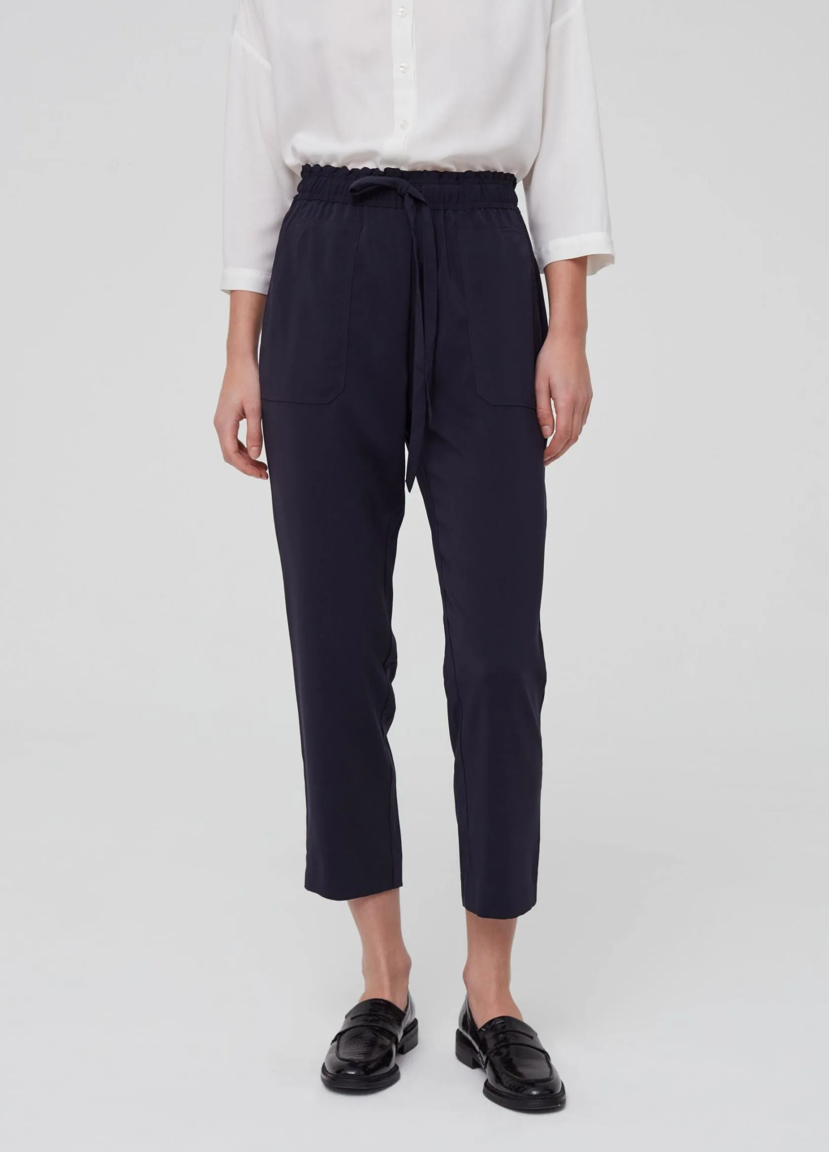 Pantalons Femme | Stretch trousers with drawstring Bleu marine | OVS
