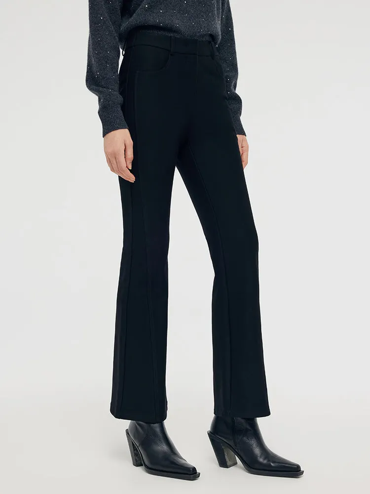 Pantalons femmes à longueur cheville micro-évasés doublés en polaire