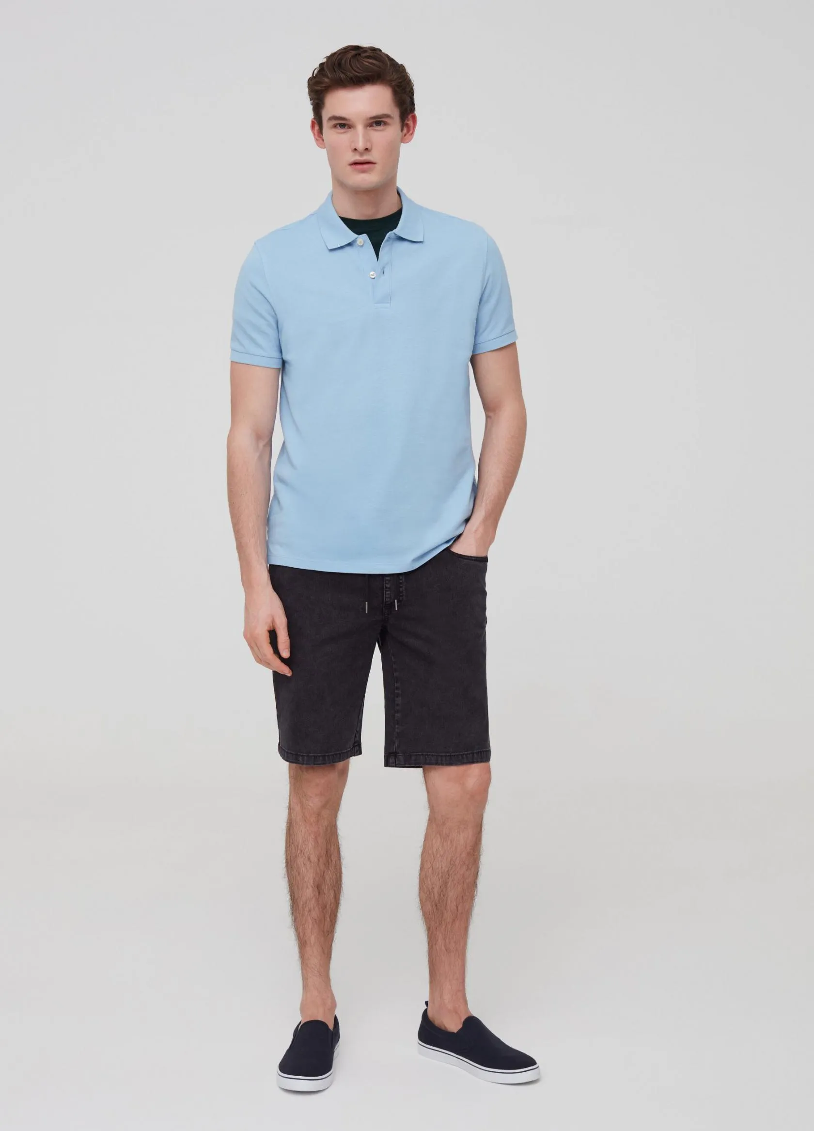 Pantalons Homme | Short denim joggers with pockets Noir canon de fusil | OVS