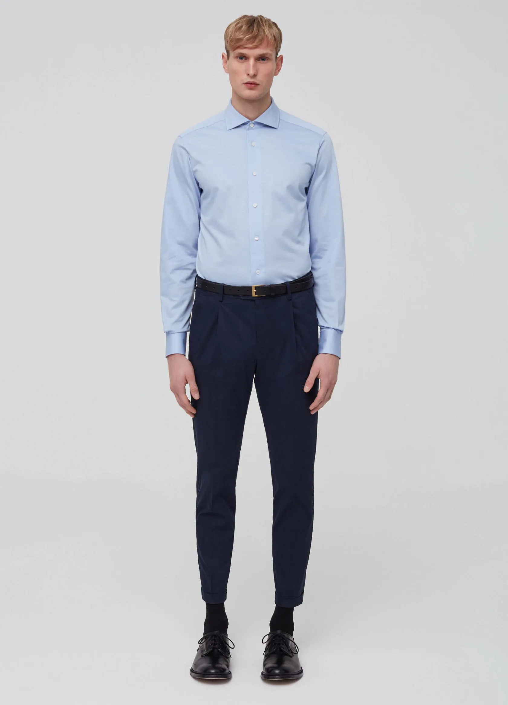 Pantalons Homme | Stretch cotton trousers with darts Bleu marine | OVS