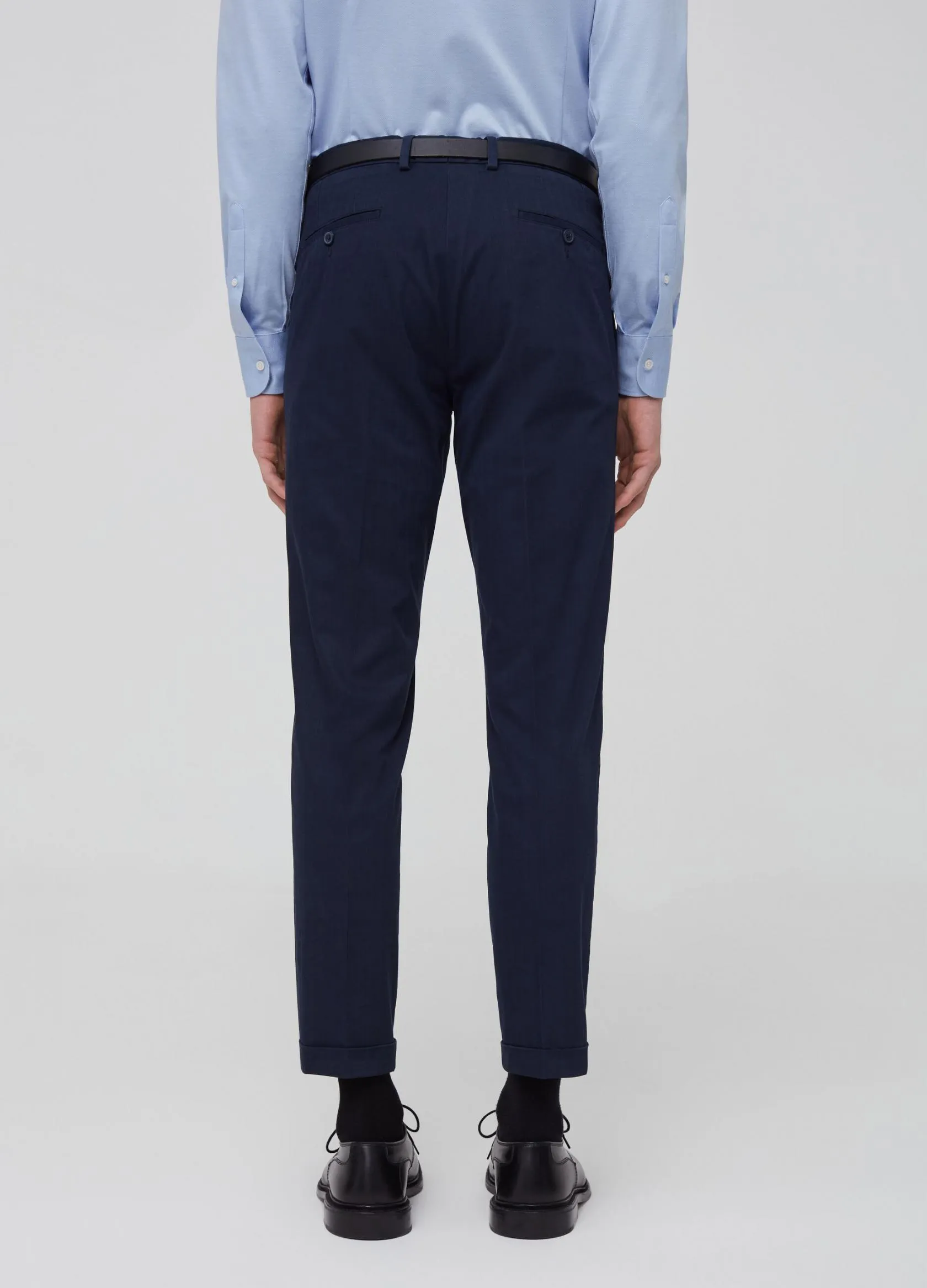 Pantalons Homme | Stretch cotton trousers with darts Bleu marine | OVS