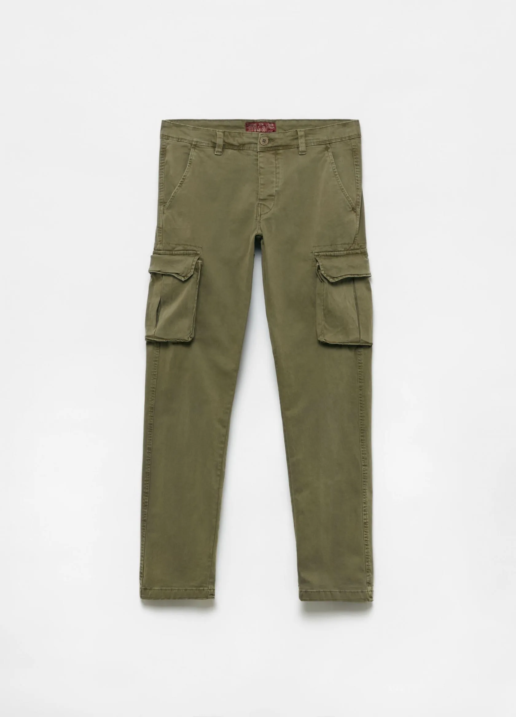 Pantalons Homme | Stretch cotton twill cargo trousers Vert militaire | OVS
