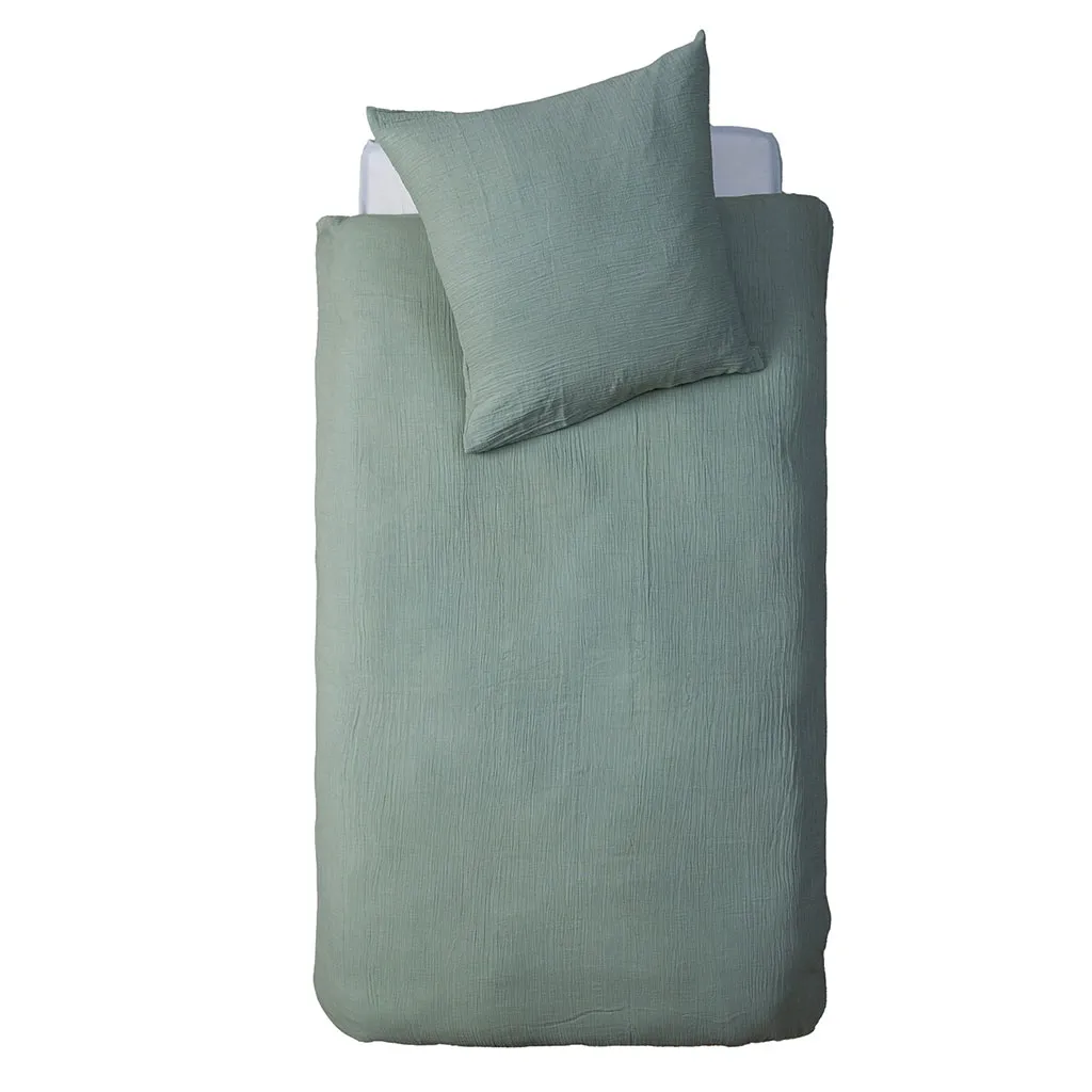 Parure de lit enfant gaze de coton verte 140x200cm 