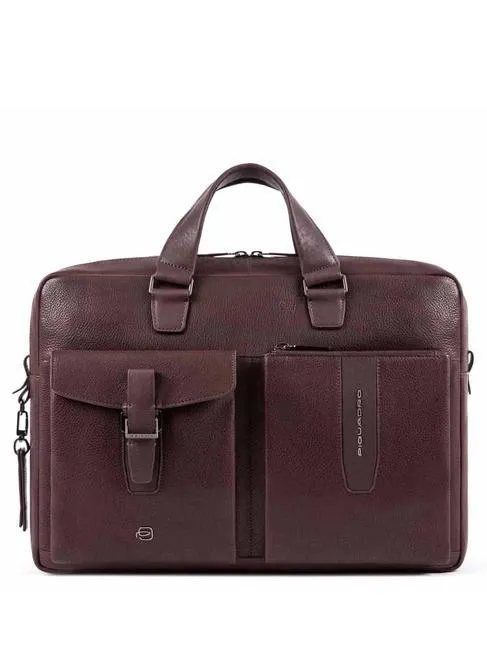 Piquadro Ares  Mallette Pc 14", En Cuir Marron - Achetez À Prix Outlet!