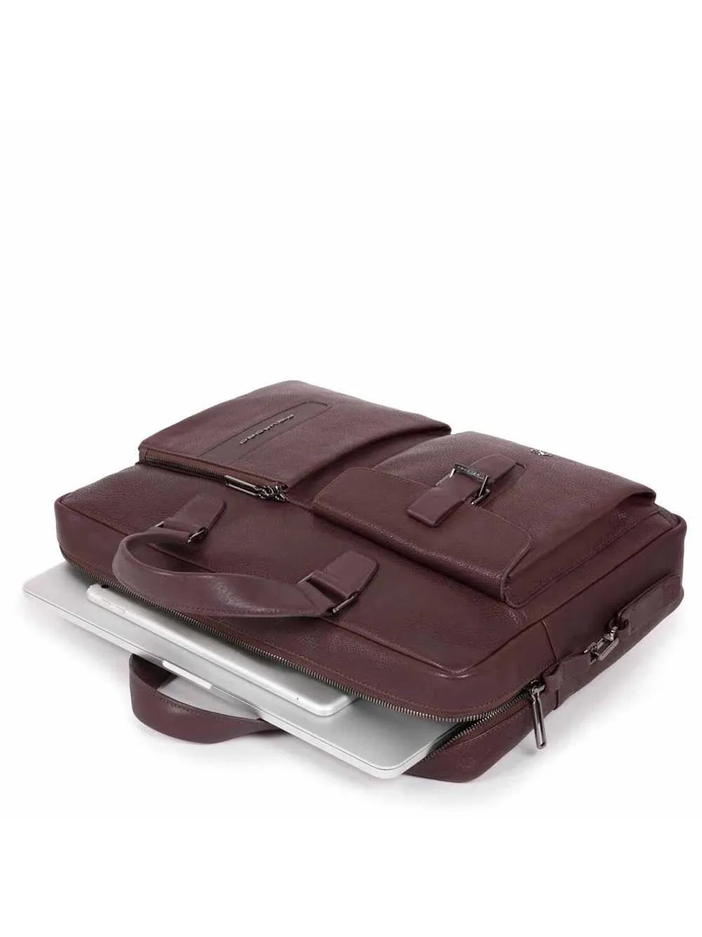 Piquadro Ares  Mallette Pc 14", En Cuir Marron - Achetez À Prix Outlet!