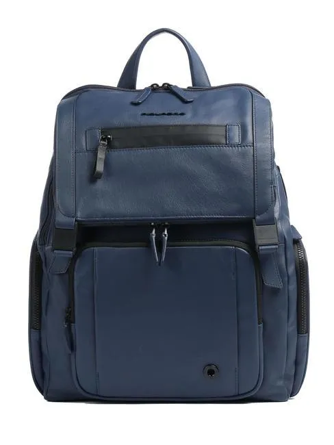 Piquadro Charlie  Sac À Dos Pour Ordinateur Portable 14" En Cuir Bleu - Achetez À Prix Outlet!