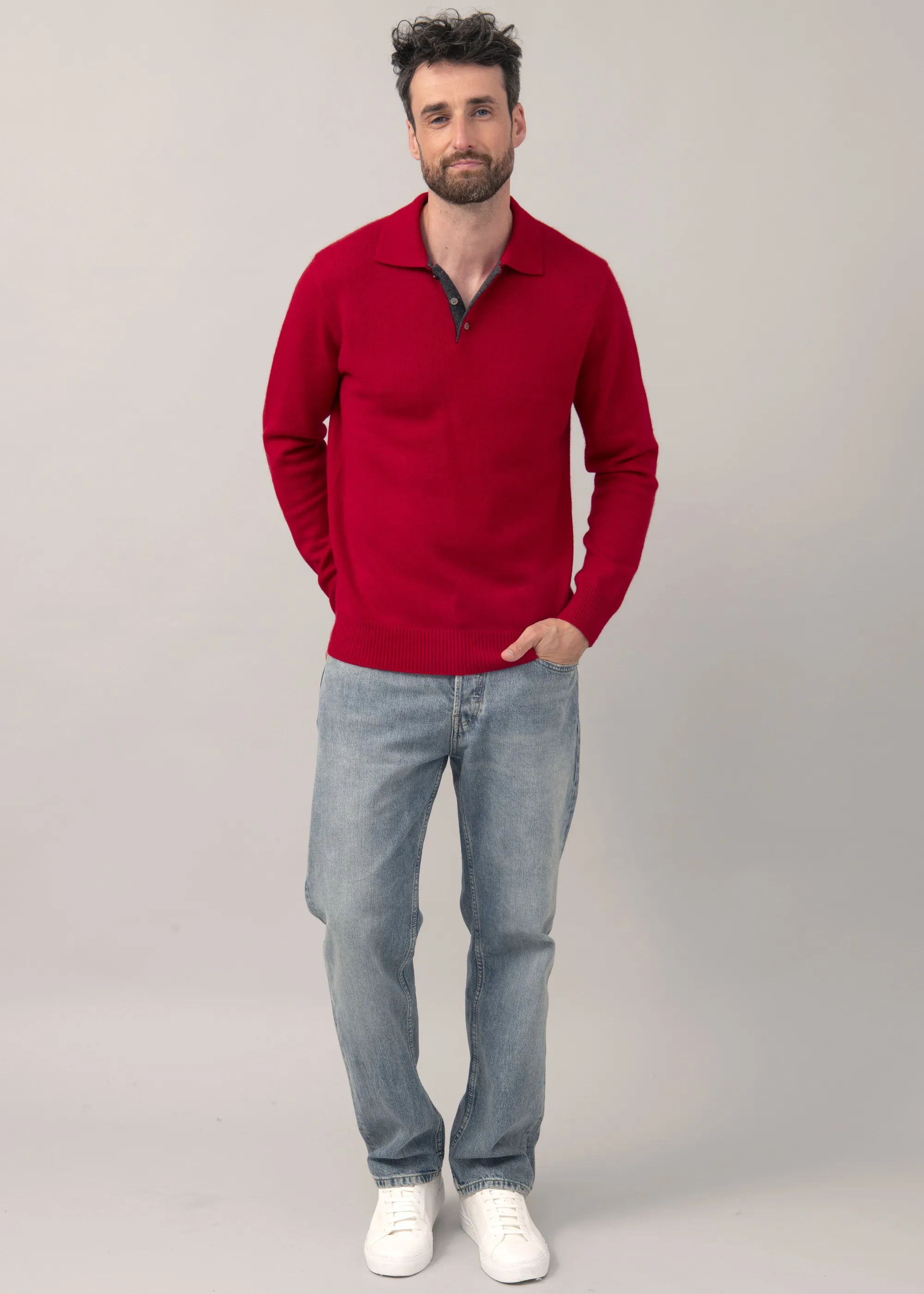 Polo cachemire homme bicolore 4 fils