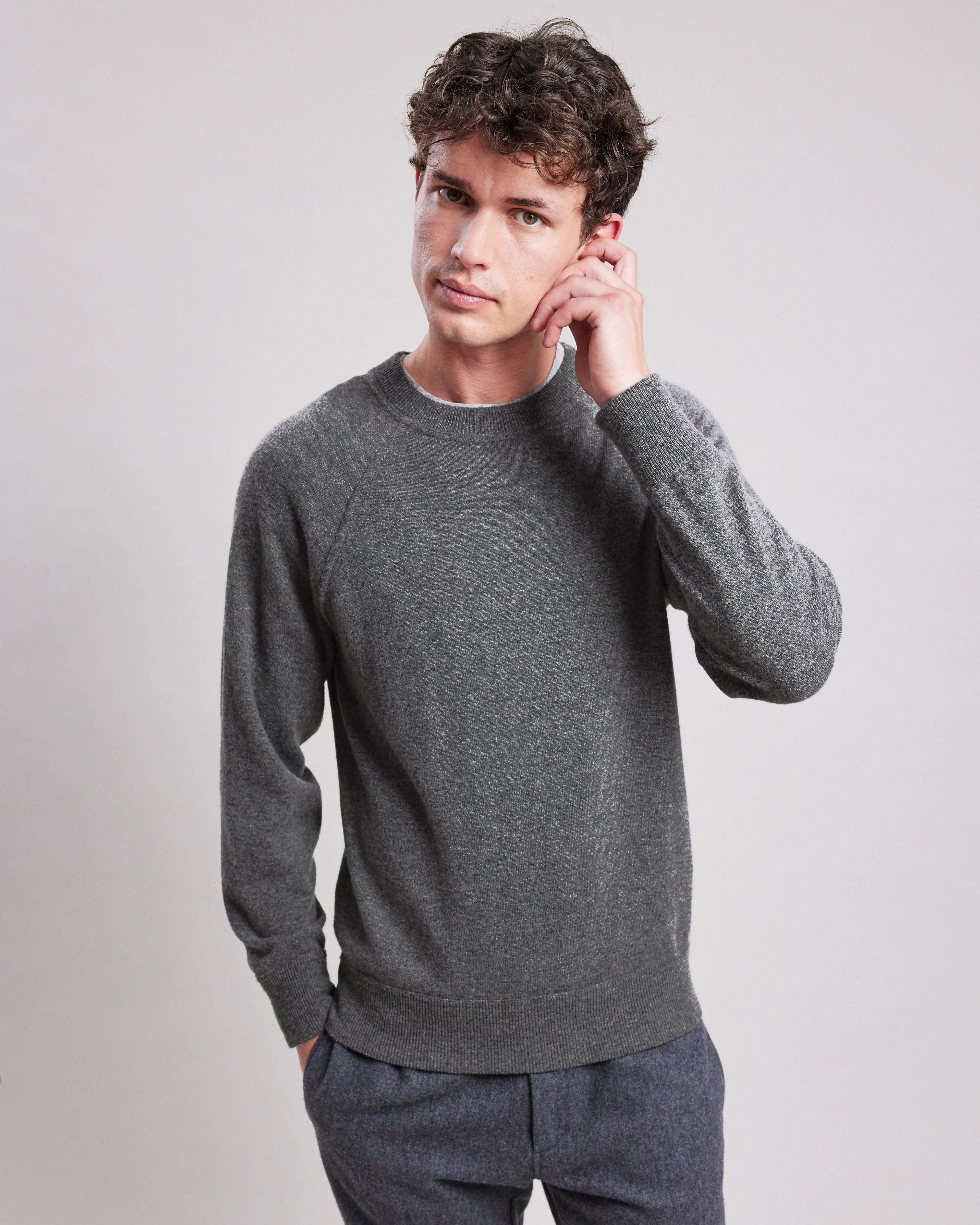 Pull Homme en laine & cachemire Gris