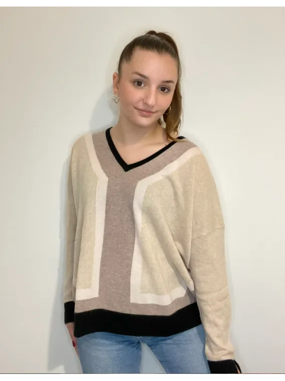 PULL V quadricolor Estheme Cachemire
