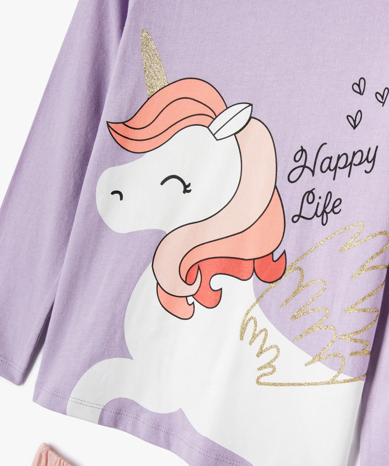 pyjama 2 pieces a motif licorne et paillettes fille violet pyjamas