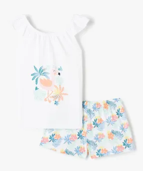 pyjashort fille avec bretelles volantees blanc pyjamas