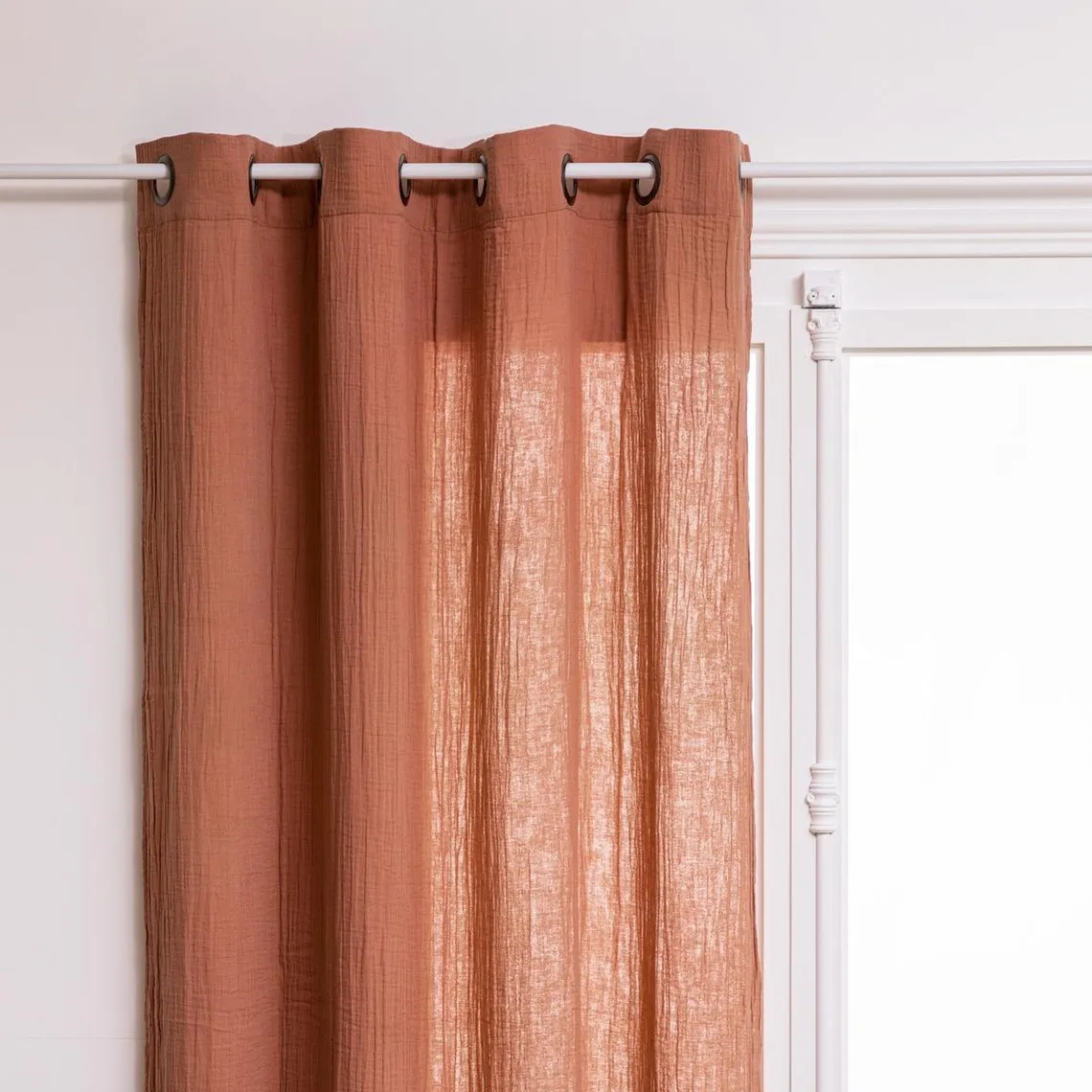 Rideau 130X260 Gaze de Coton rose | 3 Suisses