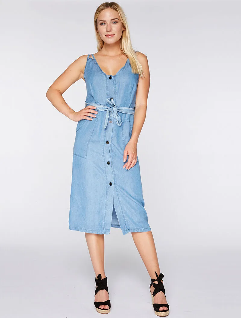 Robe à double bretelles - denim