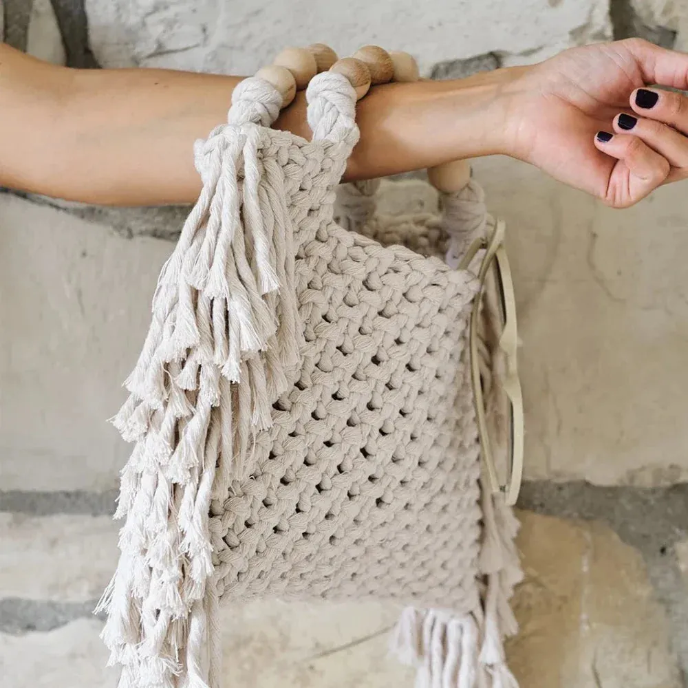 Sac en crochets à franges blanc