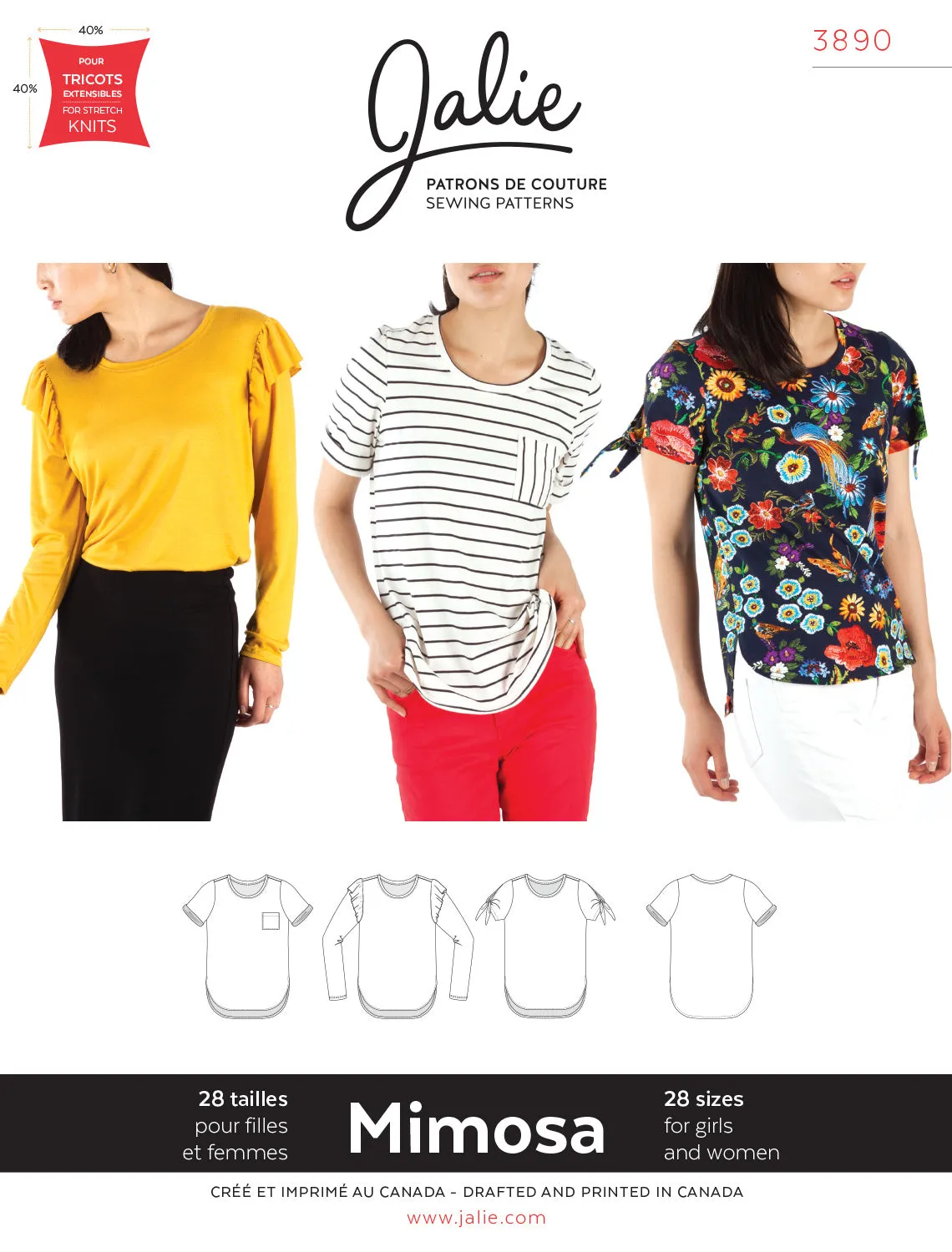 T-shirts MIMOSA 3890 | Patron papier - Jalie