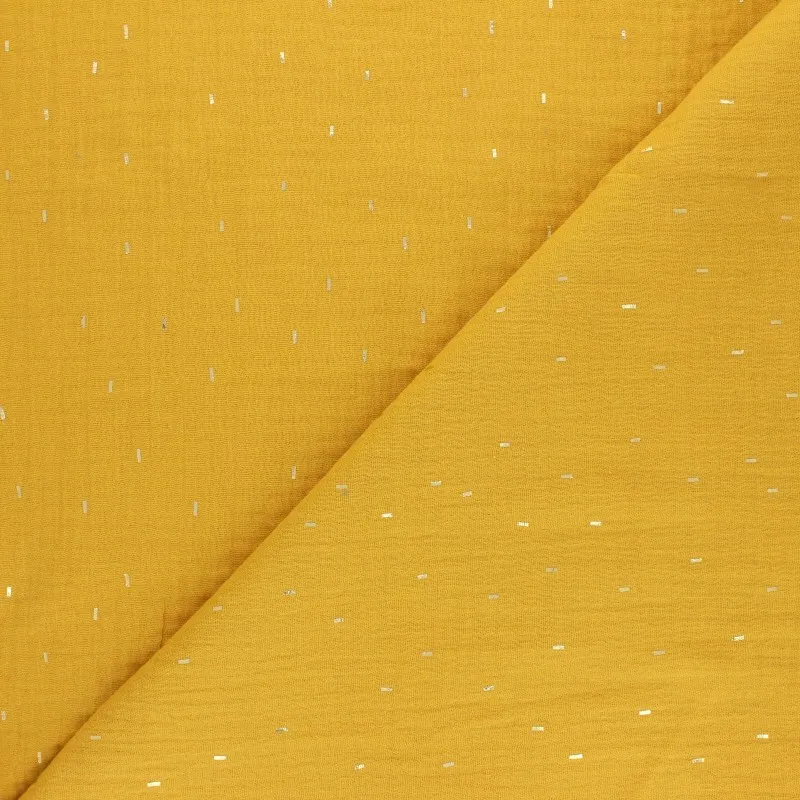 Tissu double gaze de coton Pluie dorée