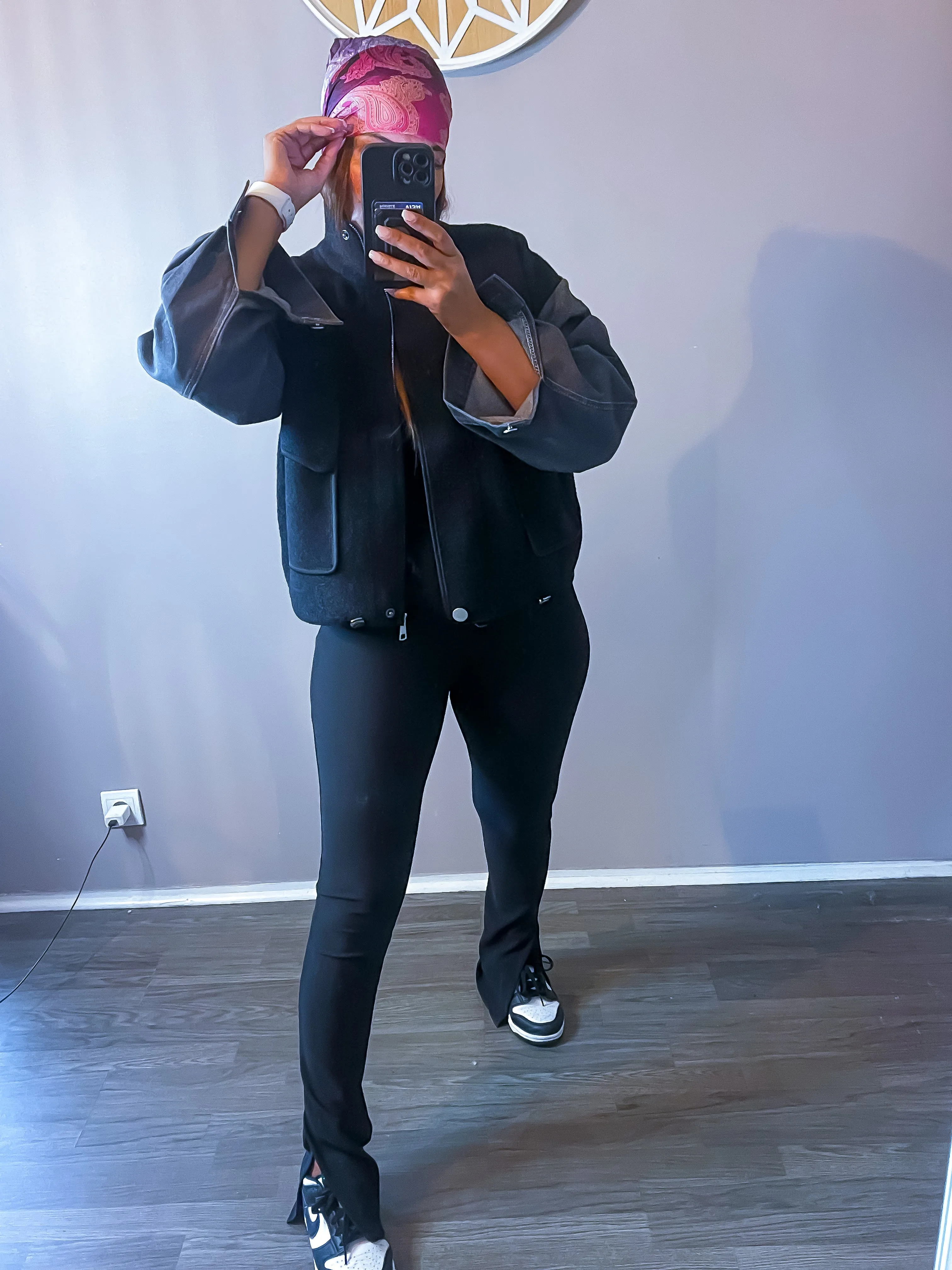 Veste cachemire noir manche jean