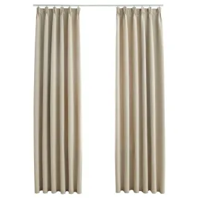 vidaXL Rideaux occultants avec crochets 2 pcs Beige 140x175 cm 