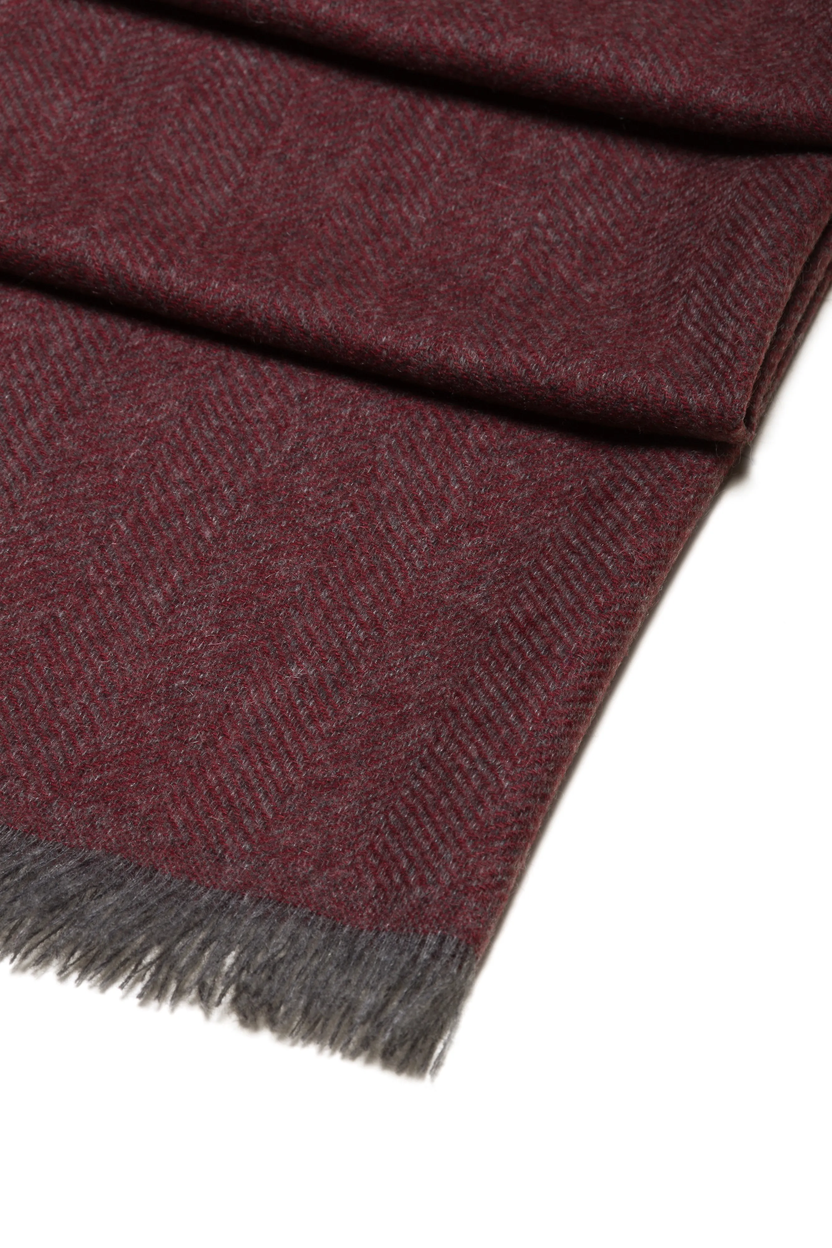 Écharpe 100% Cachemire - Chevrons - Rouge & Gris